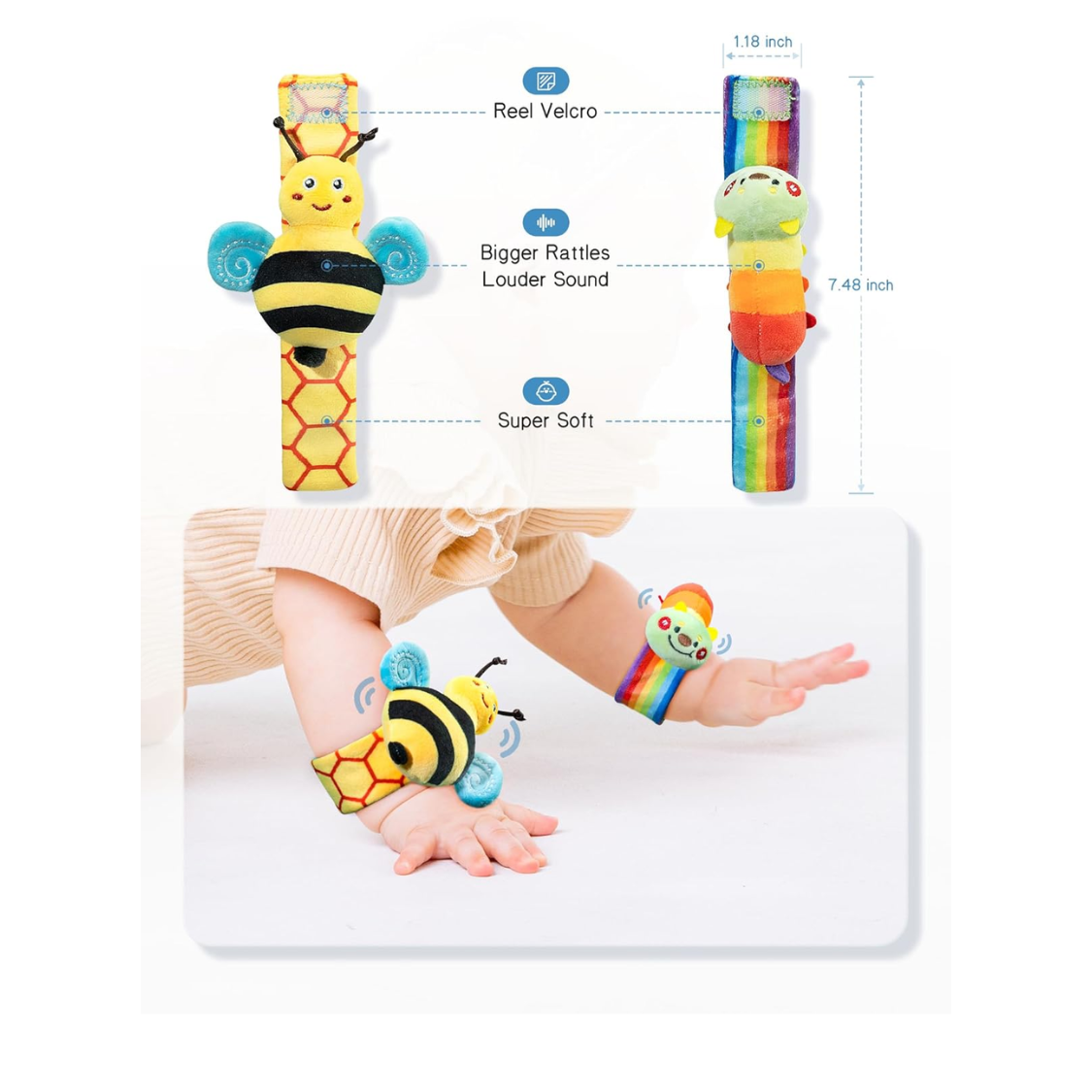 Chaussettes et set de recherche de pied de poignet de bébé Jouets bébés parfaits pour 0-12 mois Garçons nouveaux-nés