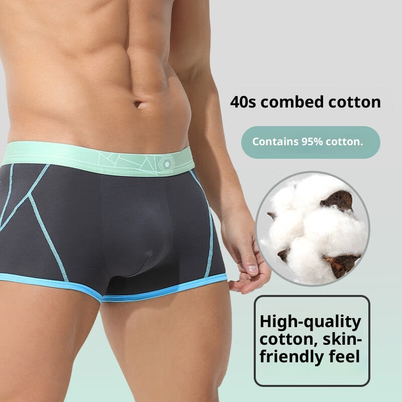 Slip de boxeur confortable en coton pur pour homme avec imprimé rayé