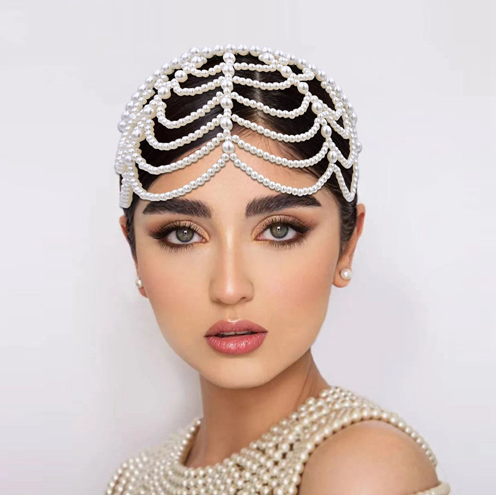 Tiara nuptiale douce avec décoration de tête de perle