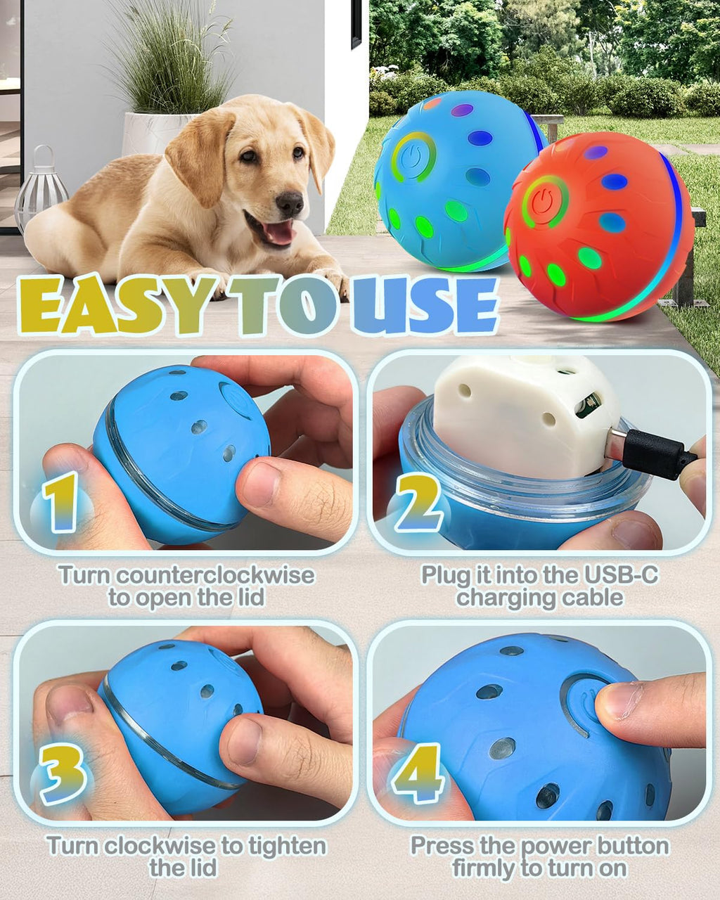 2 Pack Jouets interactifs pour chiens avec lumières