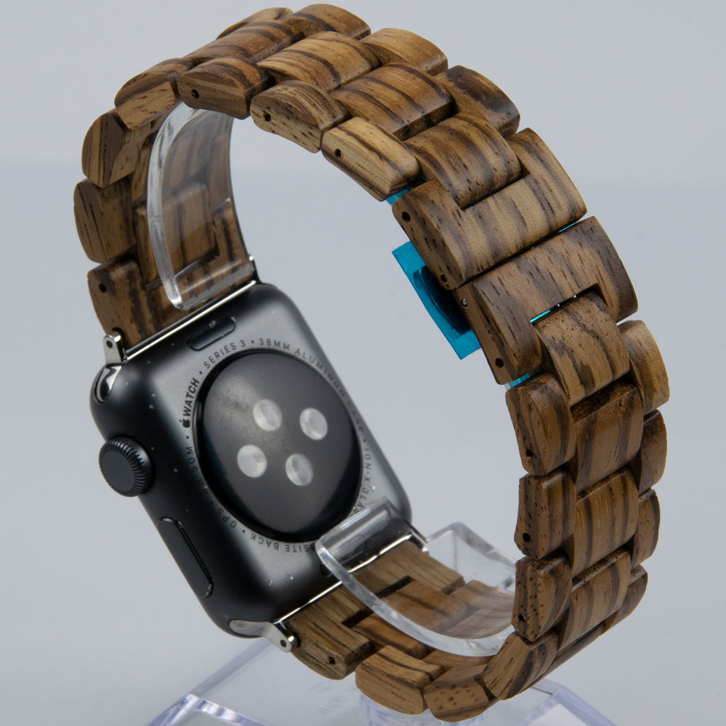 Bracelet de montre en bois massif à papillon
