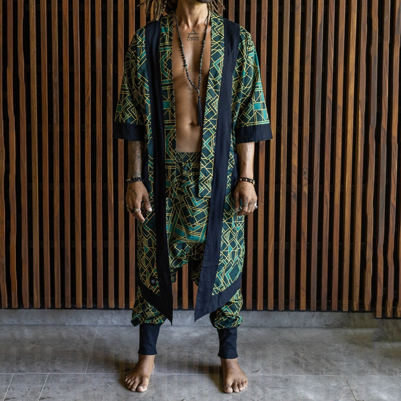 Manche courte Long Cardigan Matching Longueur cheville Pantalons bandés