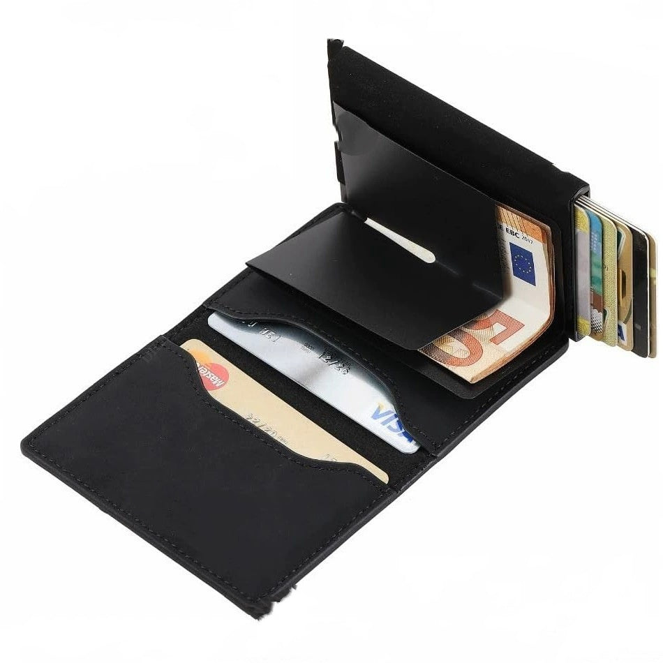 Ancien modèle de fibre de carbone Porte-carte multifonction en cuir pour hommes