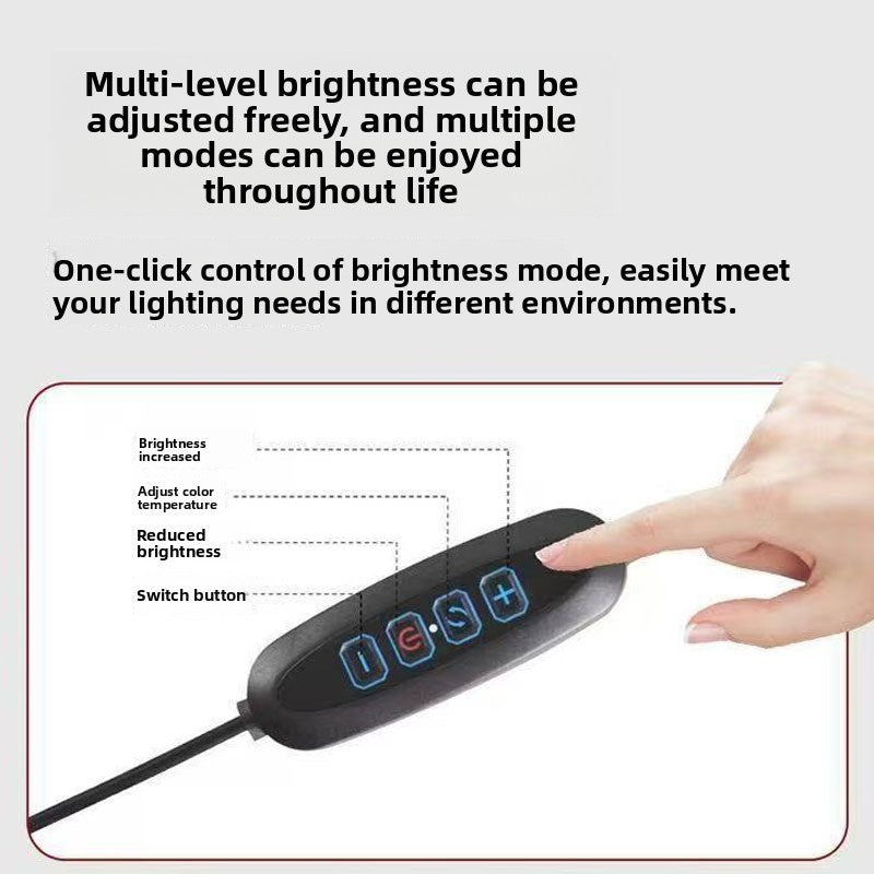 Double tête LED lampe de bureau Dimmable PC moniteur lumière lampe de table USB noir