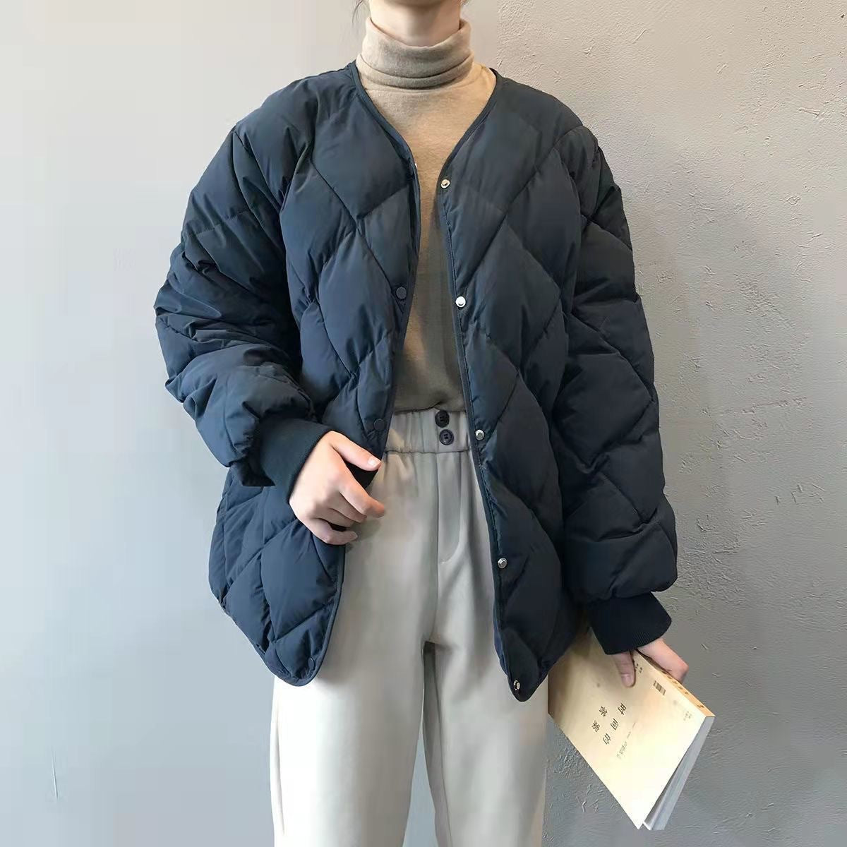 Veste à cou d'équipage à matelassage diamanté