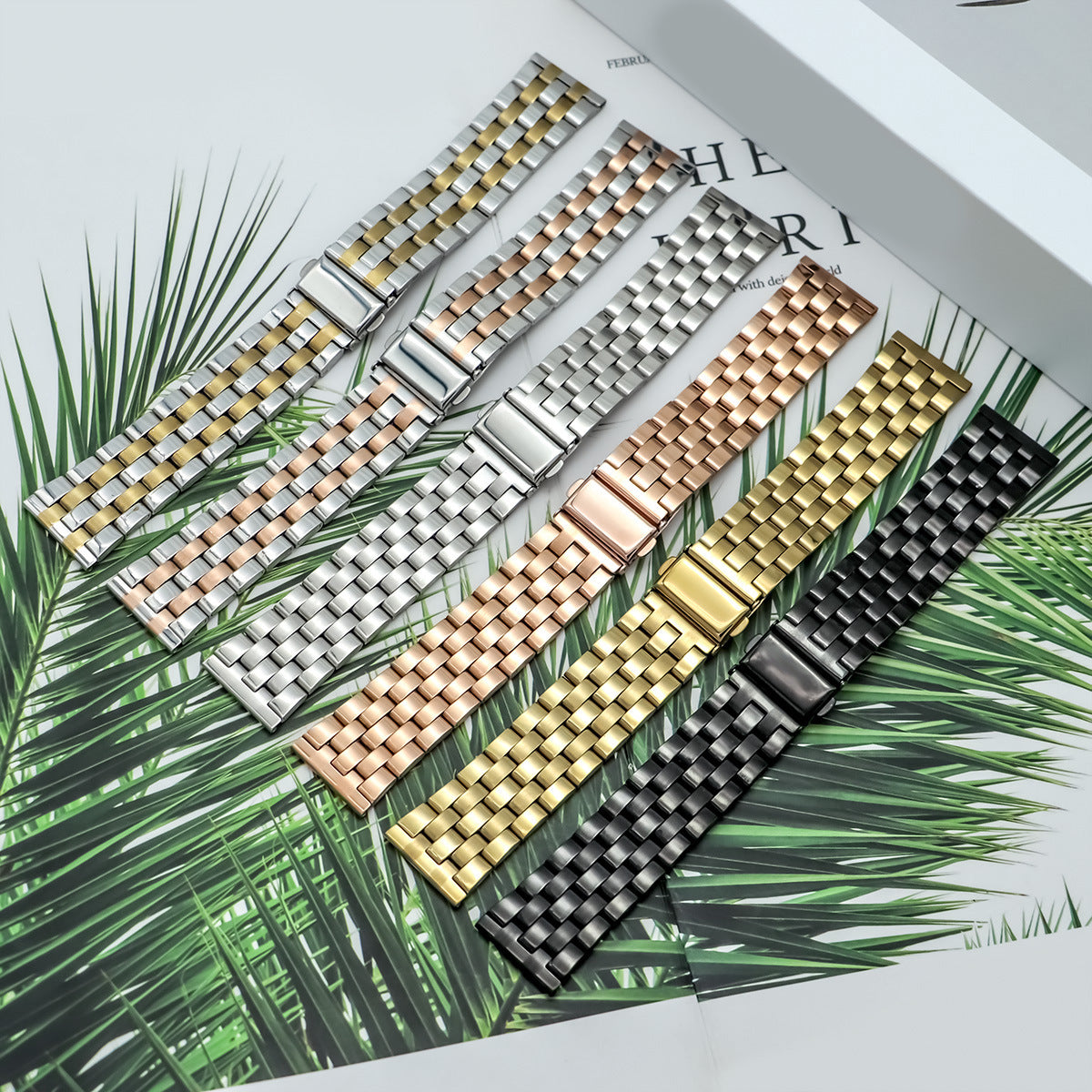 Bracelet en acier inoxydable à cinq perles coloré