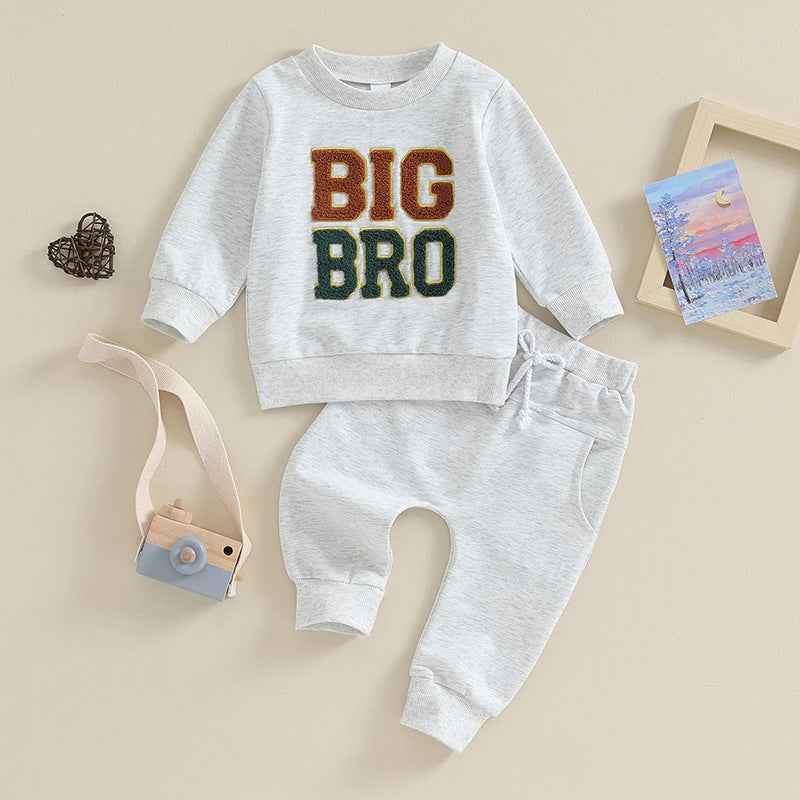 Sweatshirt et pantalons casual Ensemble de deux pièces avec des lettres brodées pour les tout-petits