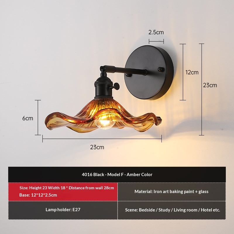 Lampe murale retro en verre coloré