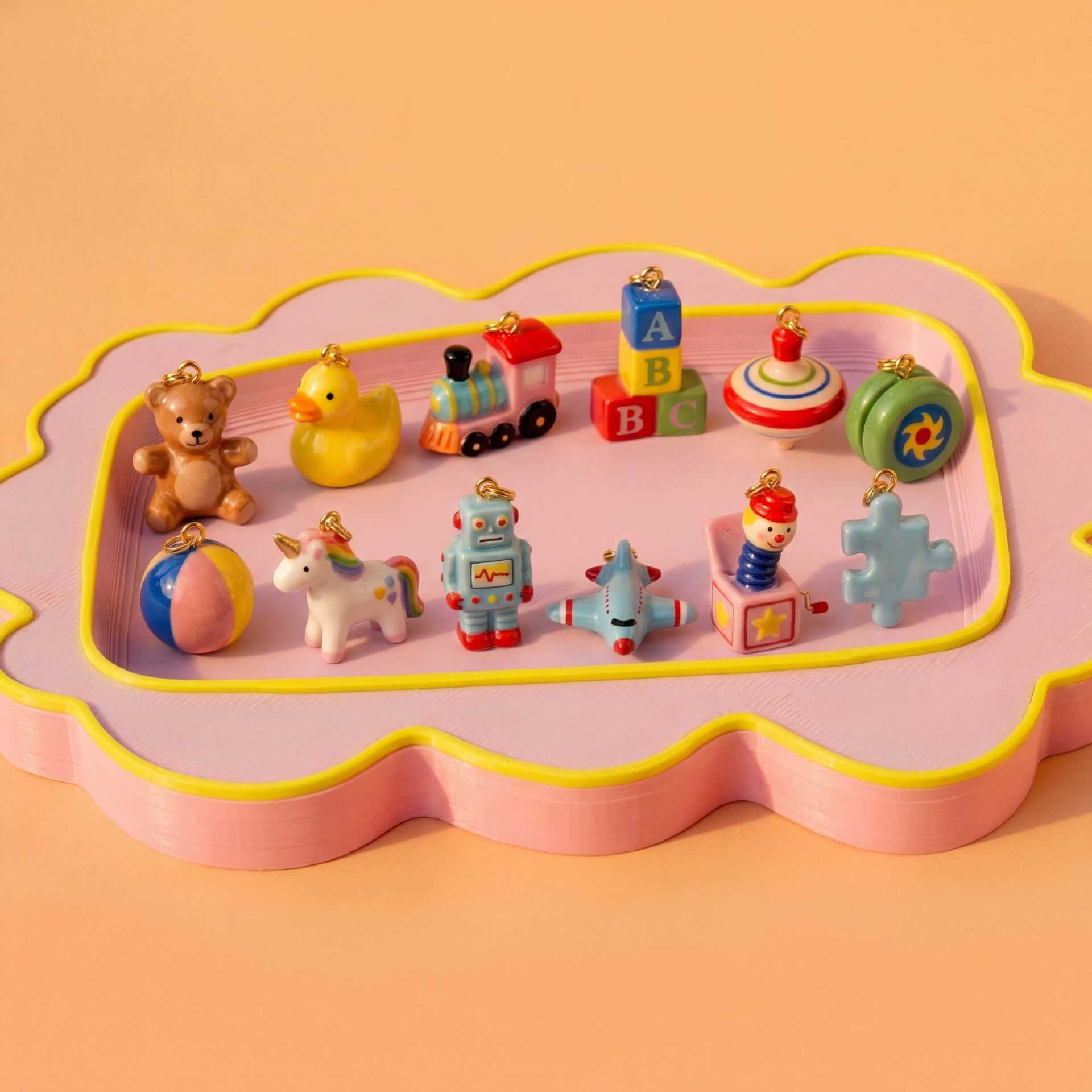 Mignon petit ours et canard bâtiment pendentif ornement