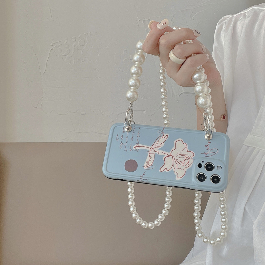Flower Pearl Messenger boîtier de téléphone en silicone