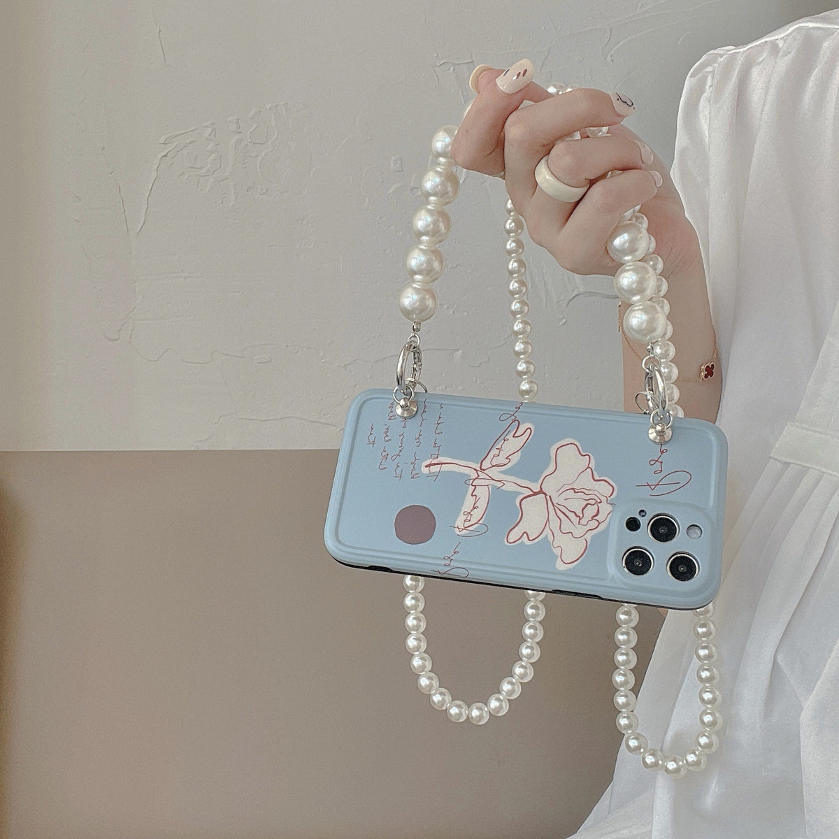 Flower Pearl Messenger boîtier de téléphone en silicone