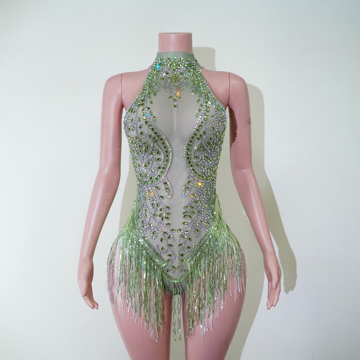 Body-suit en Strass Vert