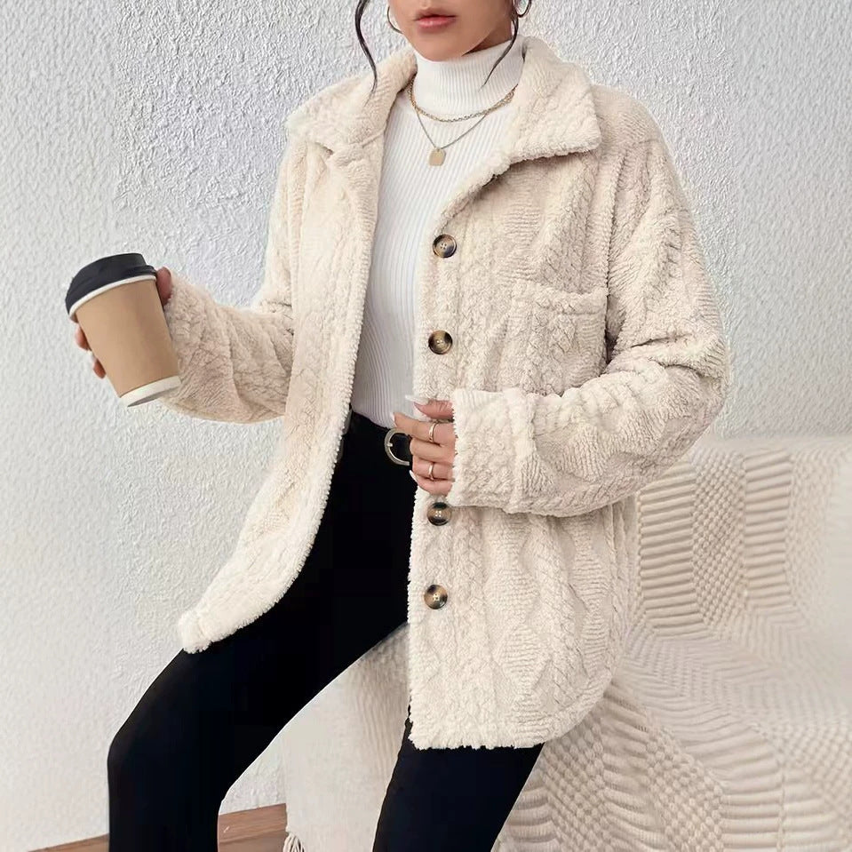 Veste Diamond-Check en peluche bouton-avant