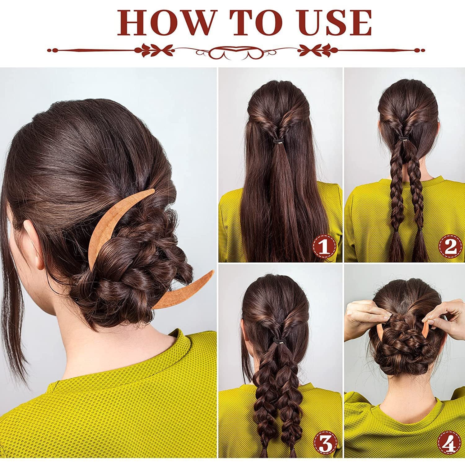 Barrettes à épingle à cheveux en forme de croissant