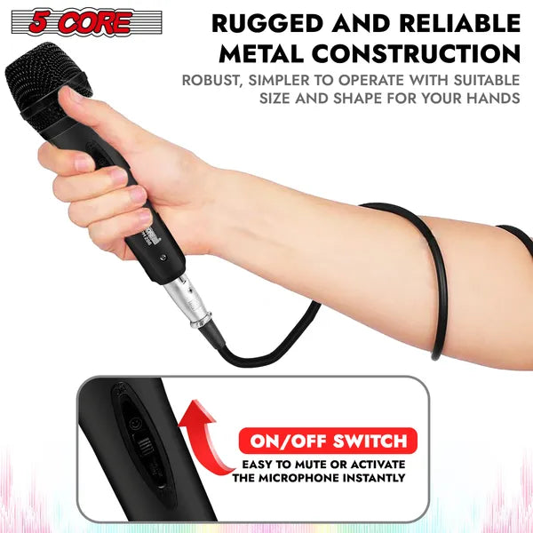 5 CORE Microphone Dynamic Vocal Handheld Mic Cardioïde Unidirectionnel Microfono W On Off Sw