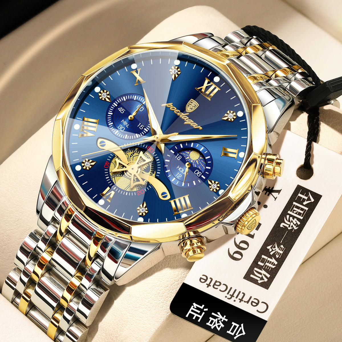 Imperméable Multifonctionnel Trendy Haute-Fin Montre Quartz Homme Lumineux