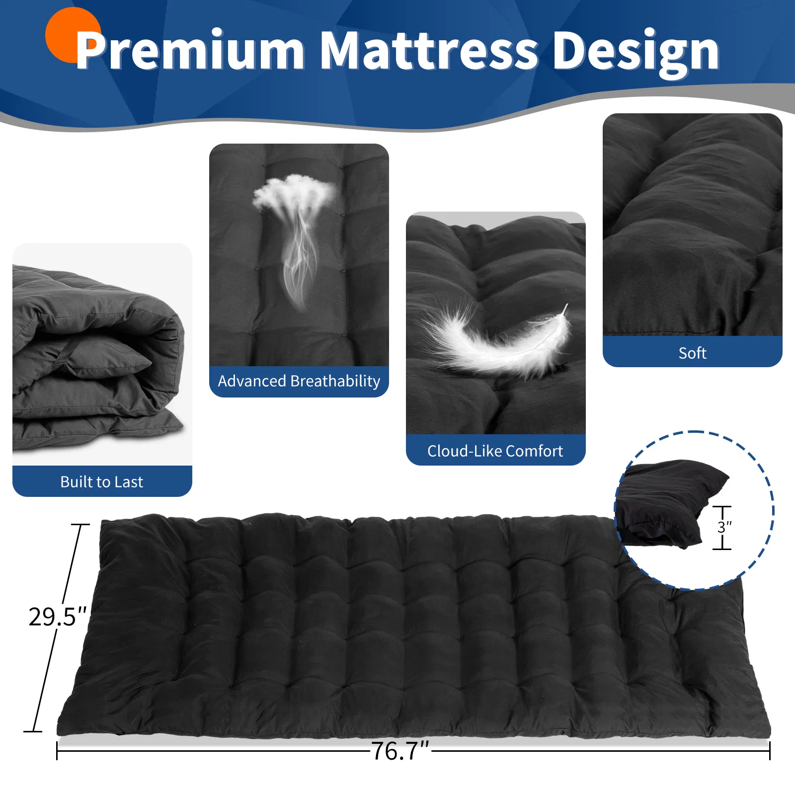 Lit de camping pliant avec Pad Soft