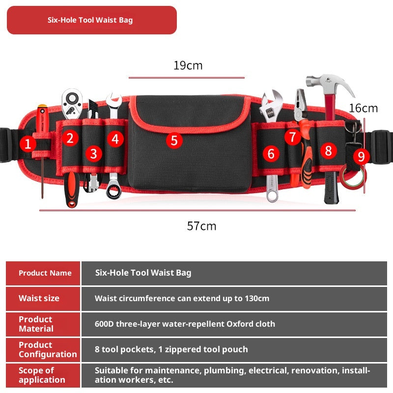 Multifonctionnel Oxford Cloth Large Belt Repair High-altitude Work Long Waist Bag