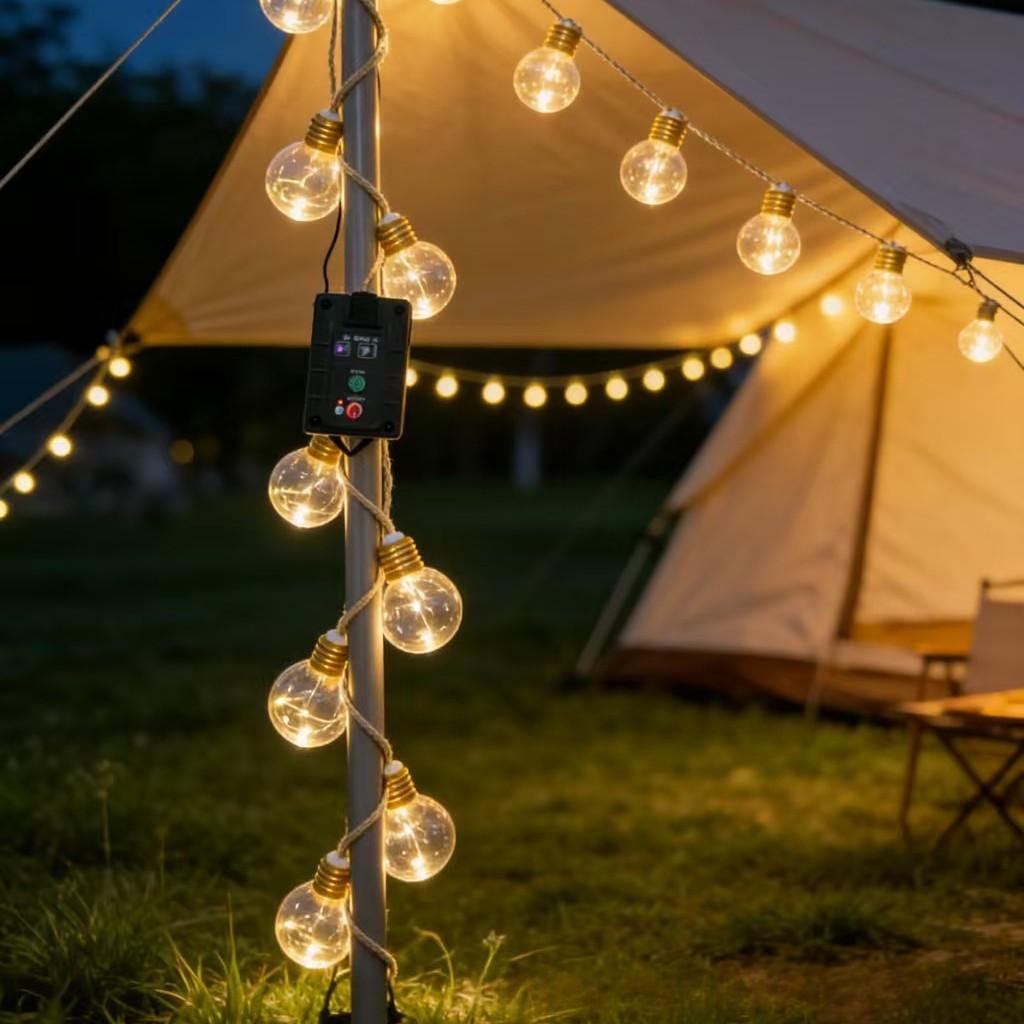 Lumières extérieures à chaîne de chanvre à propulsion solaire