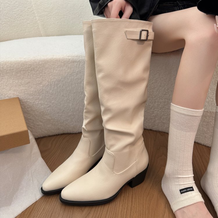 Women's Long Tube Pointed Toe Spike Heel Boots