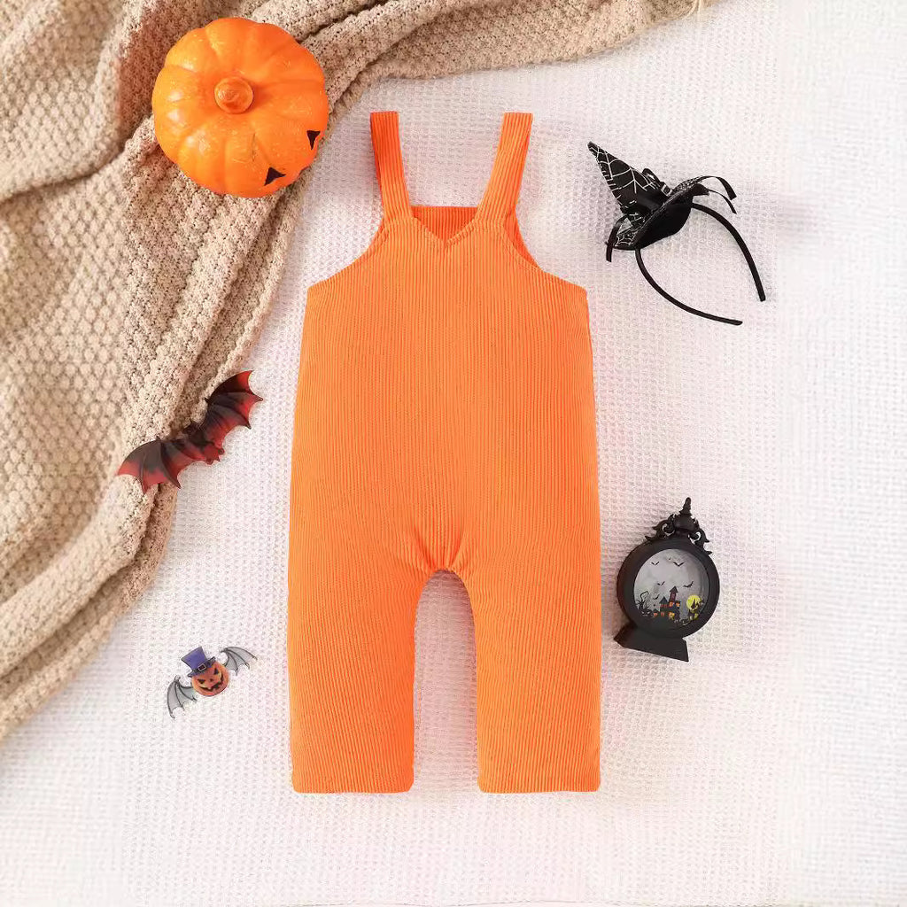 Pantalons en Suspender Corduroy Brodé Grimace de bébé d'Halloween