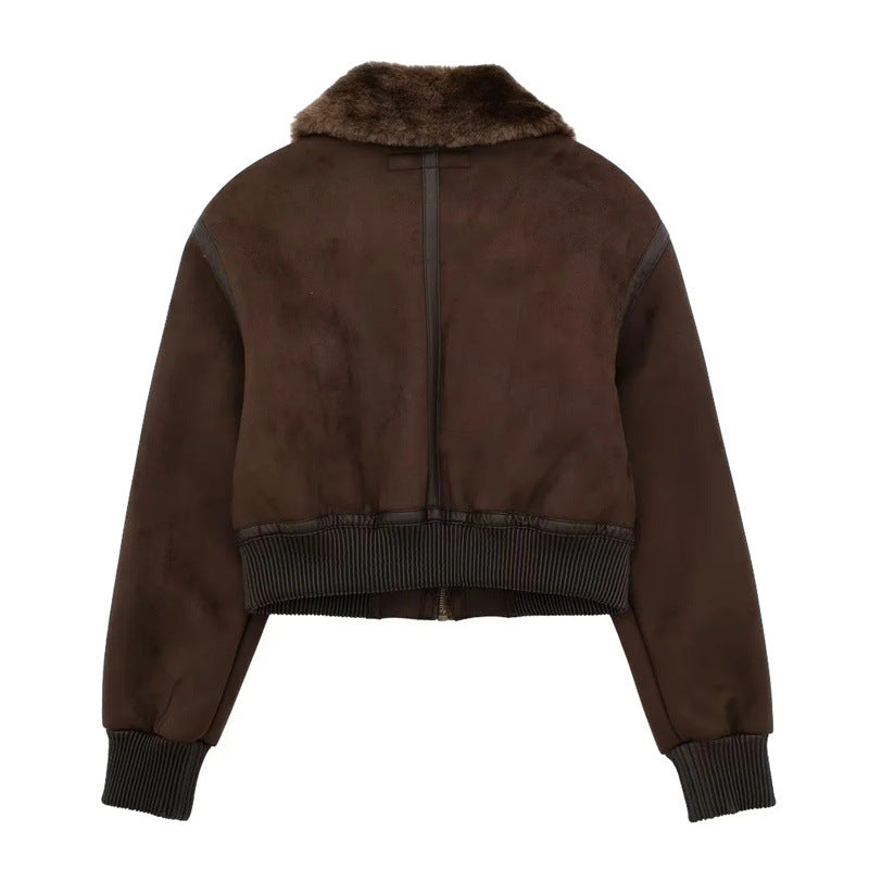 Veste en Veste de moto double face intégrée en fourrure chaude