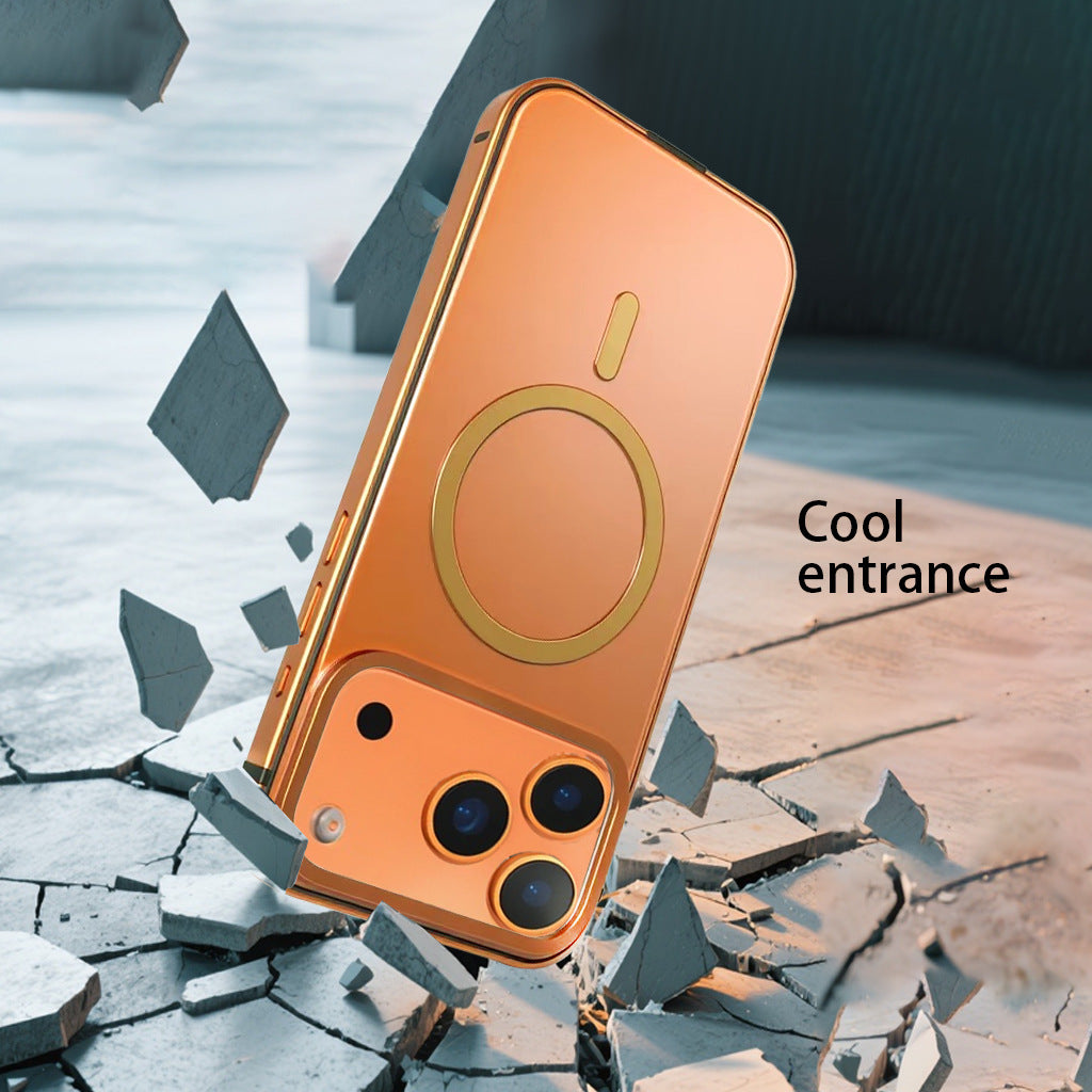 Boîtier magnétique couleur originale avec cadre métallique pour téléphones