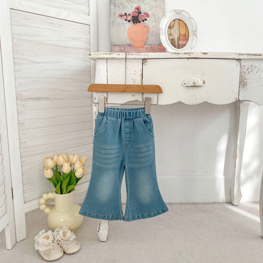 Bébés Style coréen Denim de couleur solide Jeans Versatile Pantalon enfant