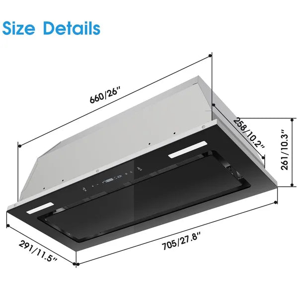 Range Hood Insert 30 pouces 800 CFM
