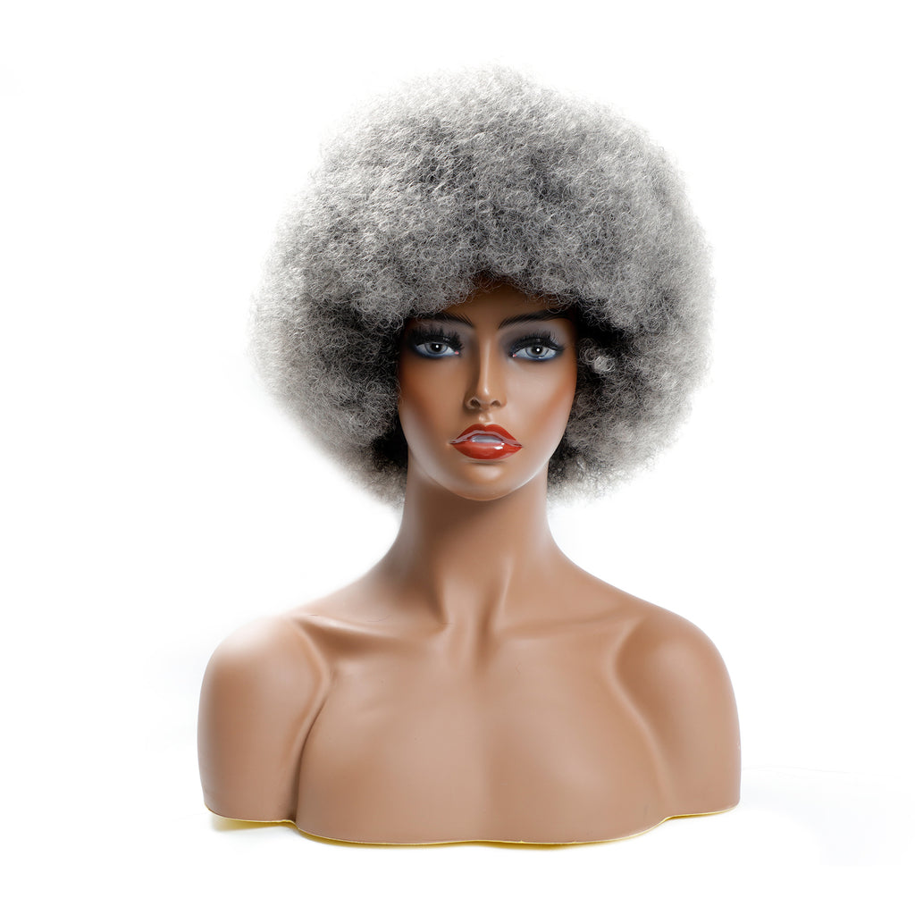 Micro-ondes Short Curly cheveux fluffy Explode Wig Headgear