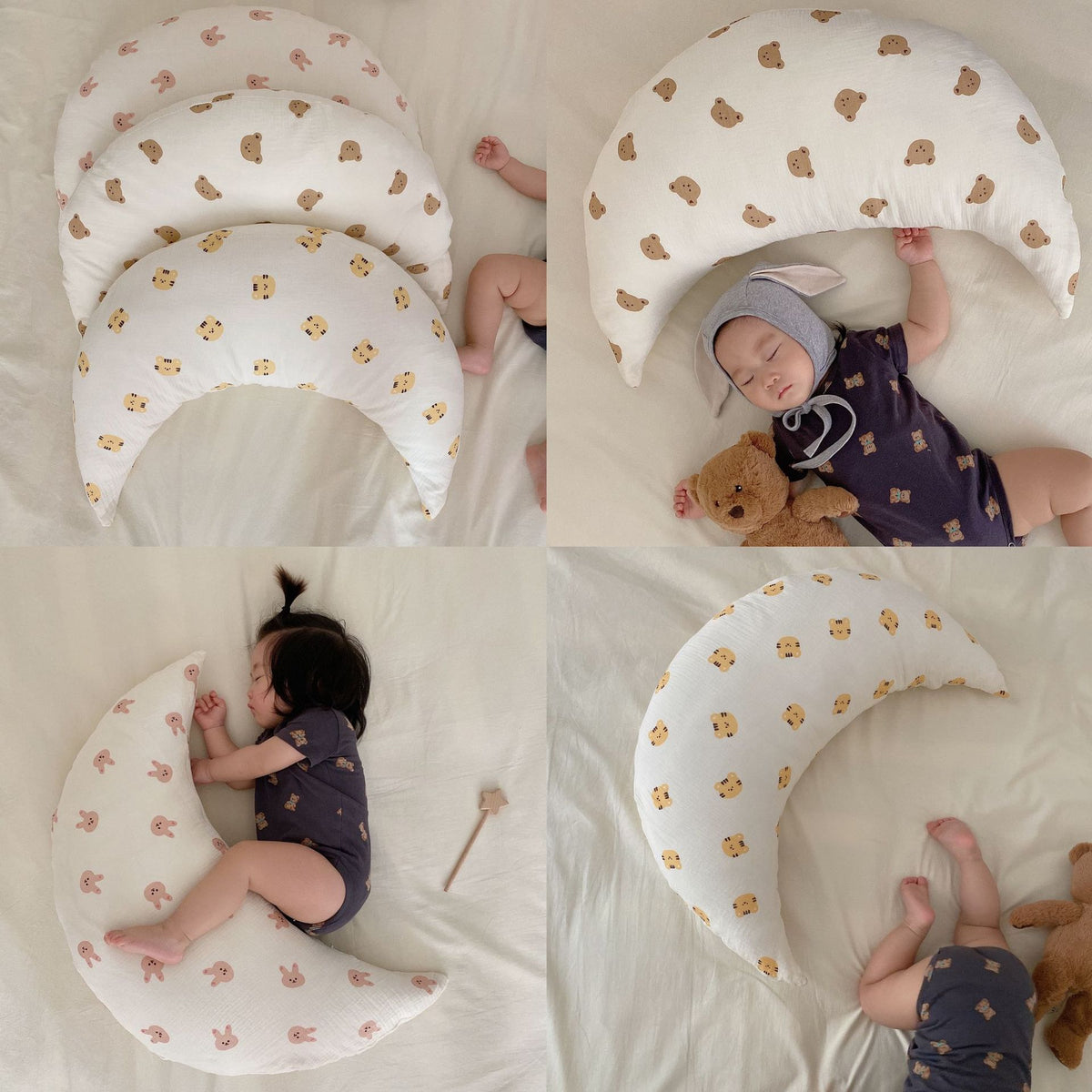 Oreiller en croissant de sommeil pour bébé imprimé simple