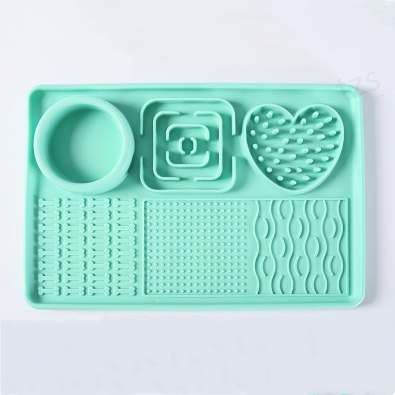Bol d'alimentation multifonctionnel pour animaux de compagnie en silicone couleur solide