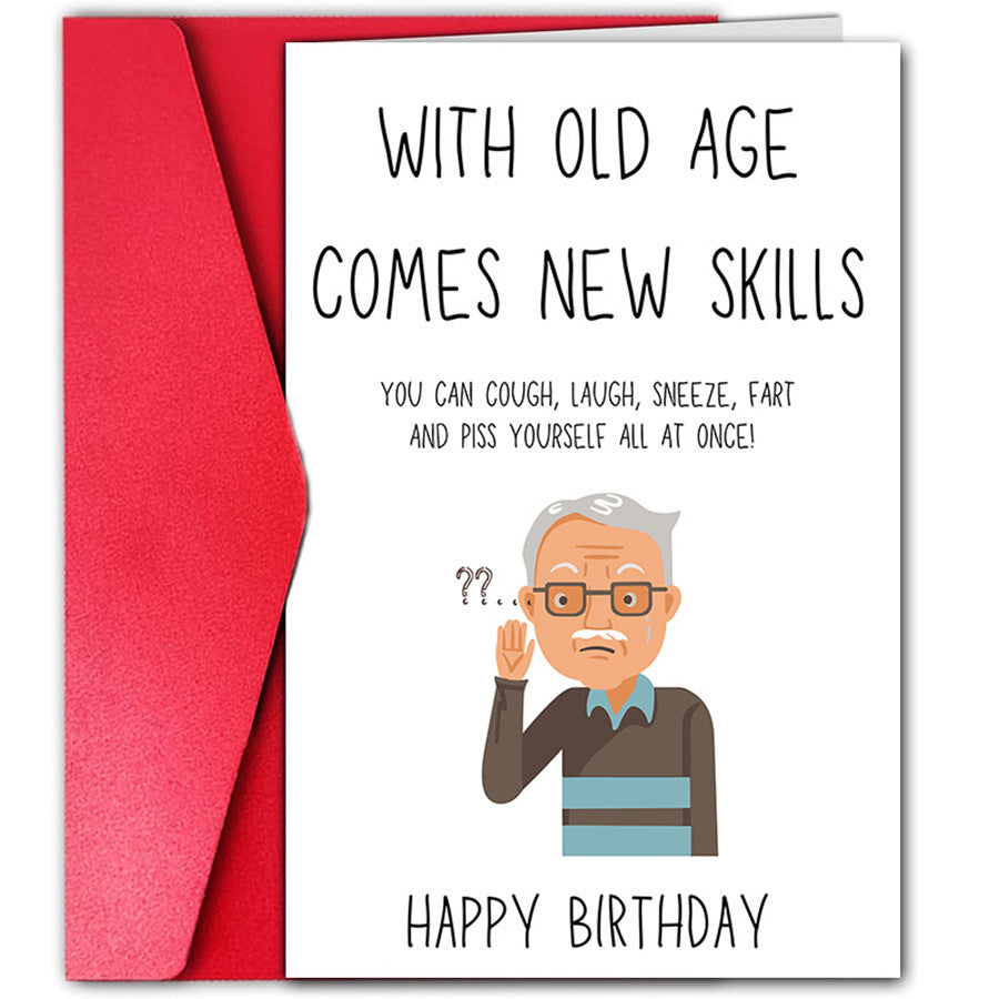 Carte de voeux d'anniversaire Carte de vœux amusante Carte de vœux drôle Texte Cartoon Carte de vœux