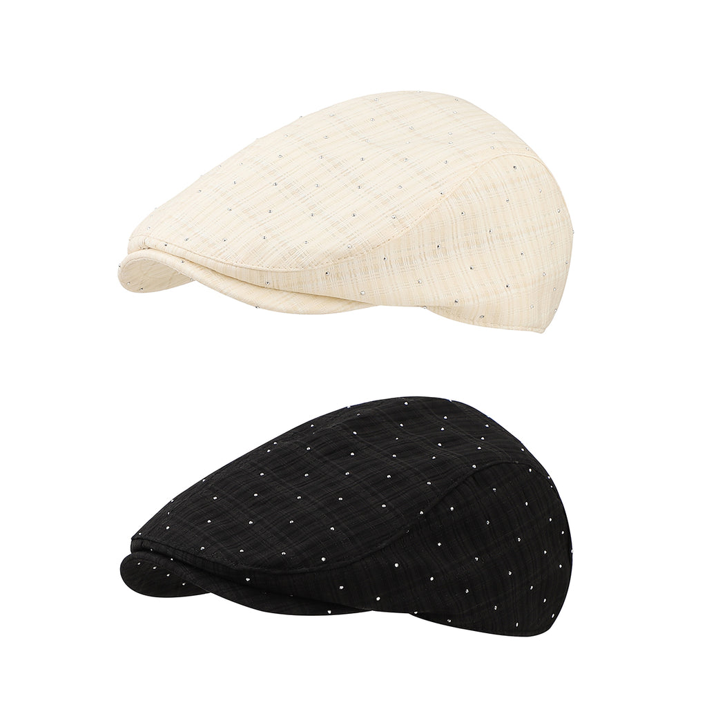 Été léger à paillettes à vérifier Pattern Cap avant avec respirant plissé courte Brim F