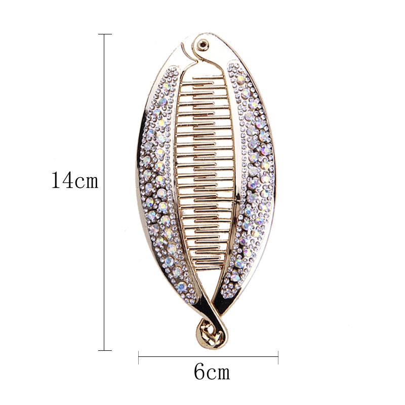 Diamant populaire Strass Electroplating Fish Banana Clip cheveux en forme de poisson