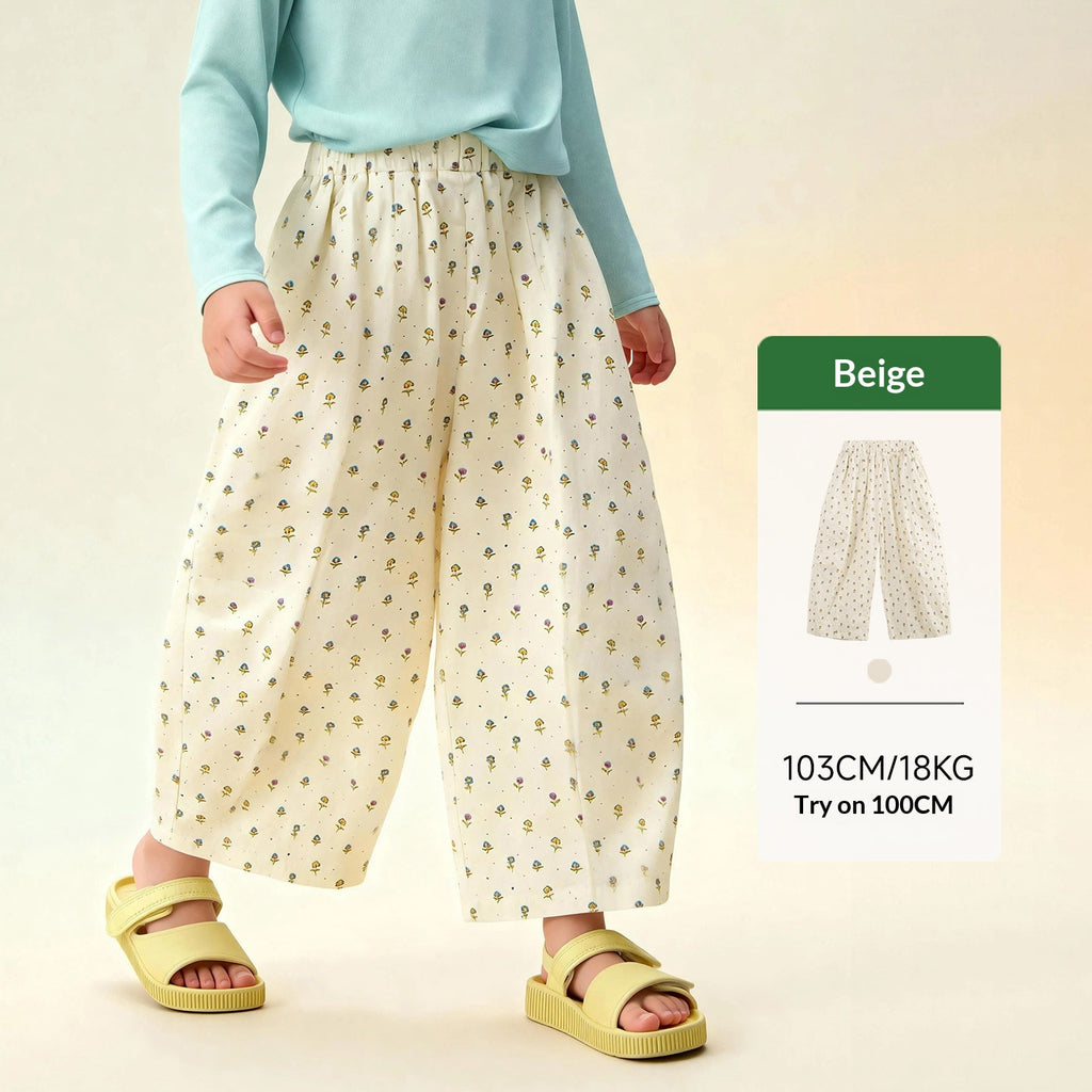 Enfants Été Floral Casual Pantalon large jambe Cotton pantalons perdus