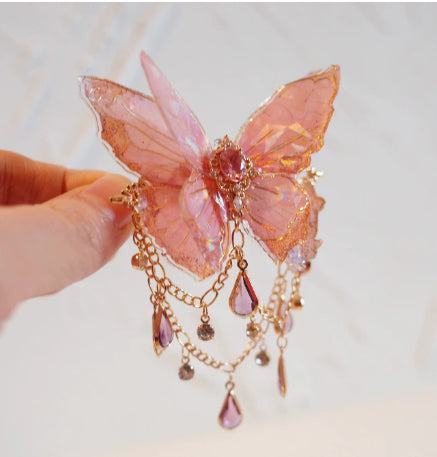 Style chinois Clip de cheveux papillon avec une tête de Tassel style antique