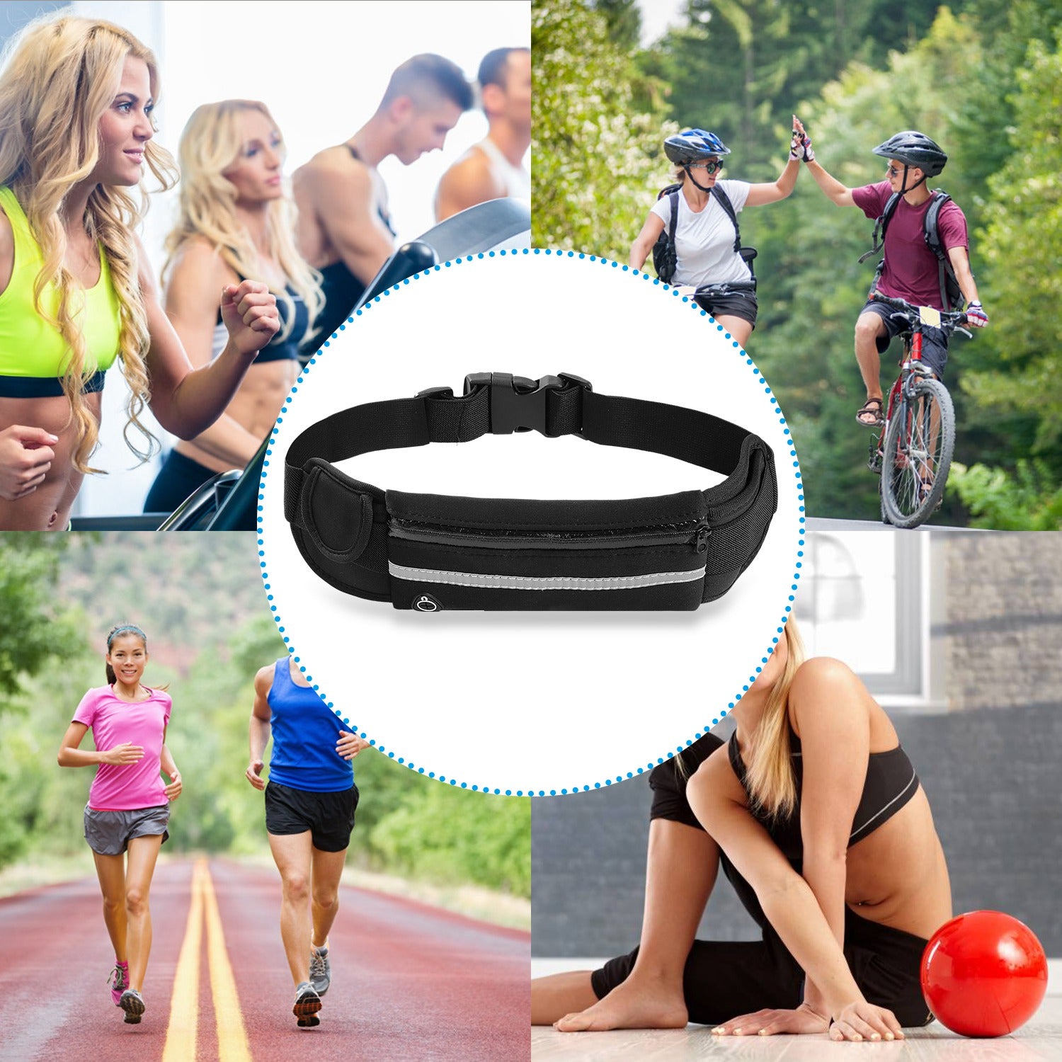 1Pc Sports Waist Bag Running Belt Pack Waterproof Waist Pouch réglable