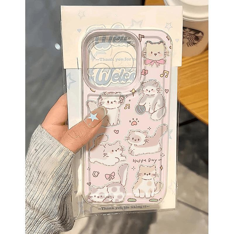 Multiples chats mignons convenant pour le cas de téléphone Creative Full Cover Soft Shell