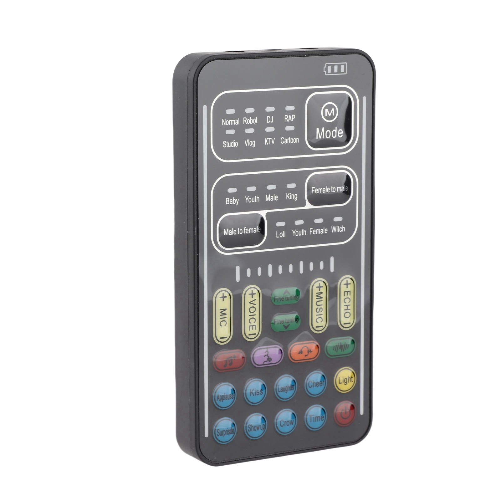 Voix changeur Set Black Multi Function Portable Handheld Voice changeur Sound Card avec 8 V
