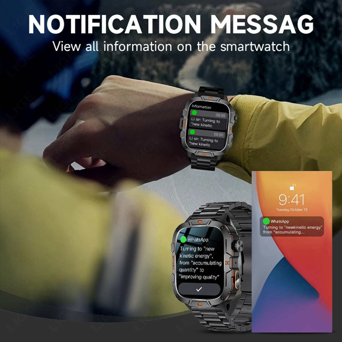 Carré Grand écran Multi-fonctions Sports Courante Coeur Montre intelligente