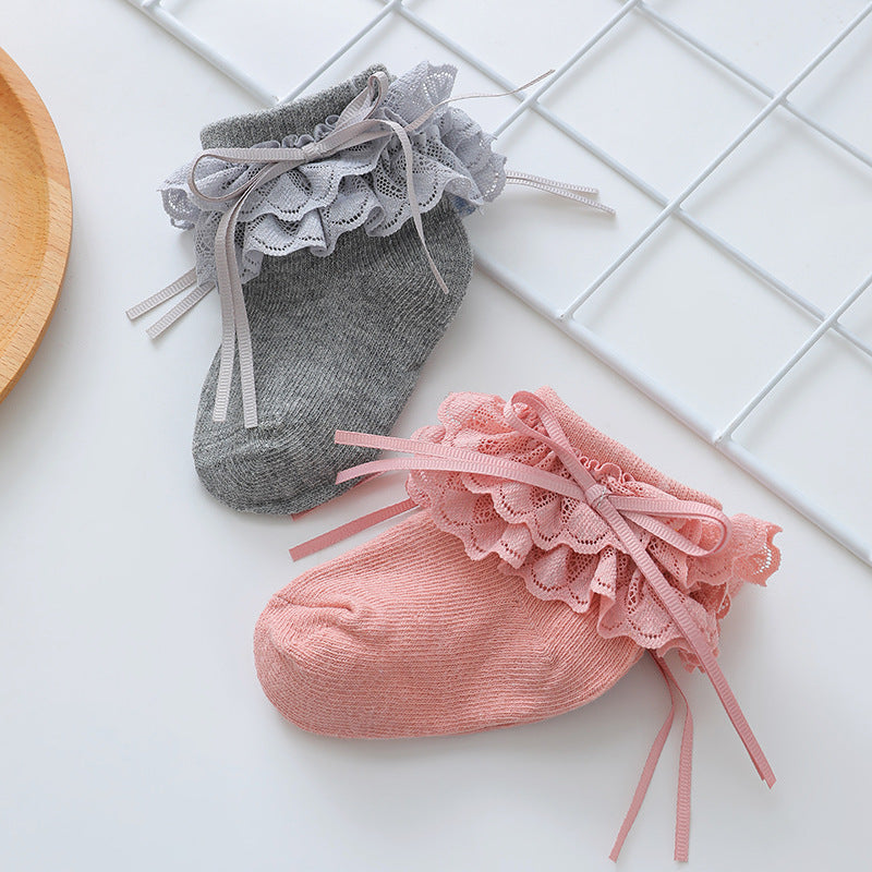 Bébé Enfants Princesse Chaussettes Dentelle Bow Filles Printemps