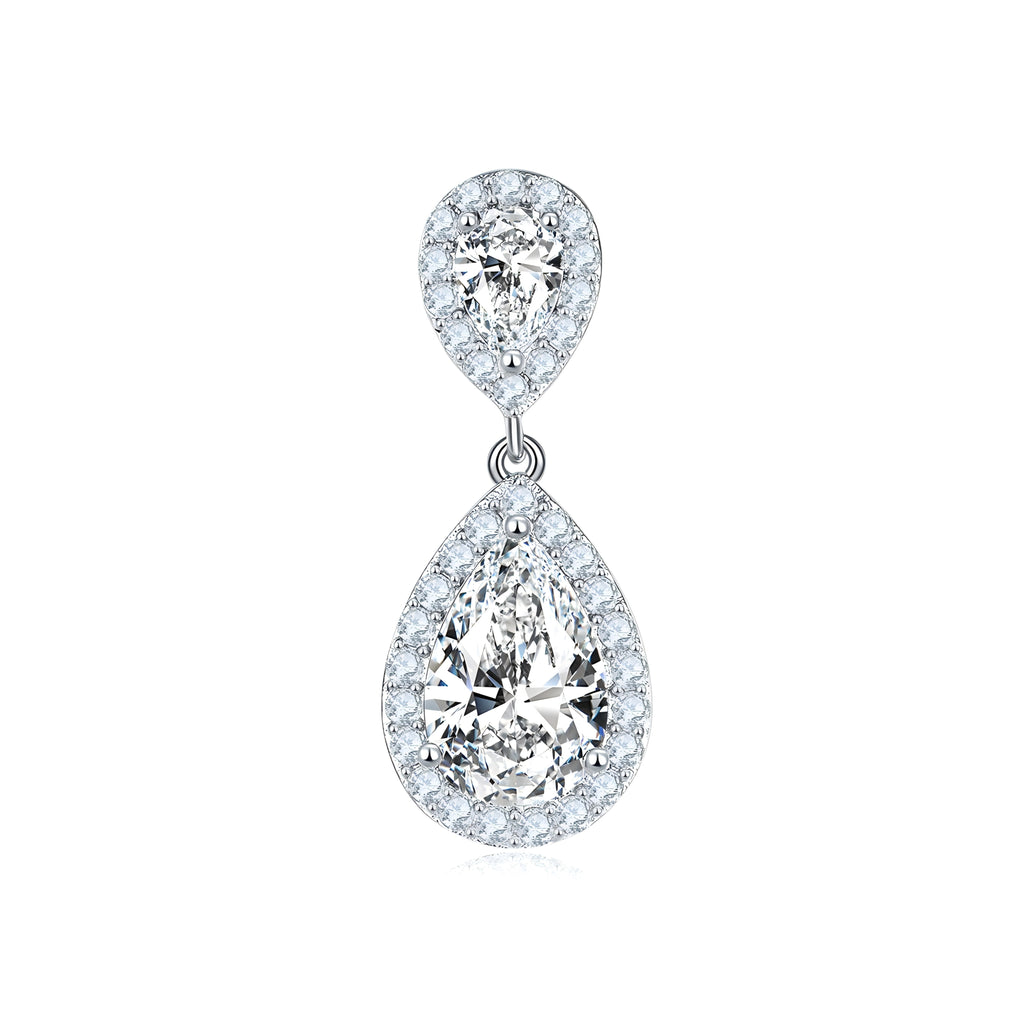 S925 Platinum Plated Silver Moissanite 6x9mm Teardrop Earrings Squar