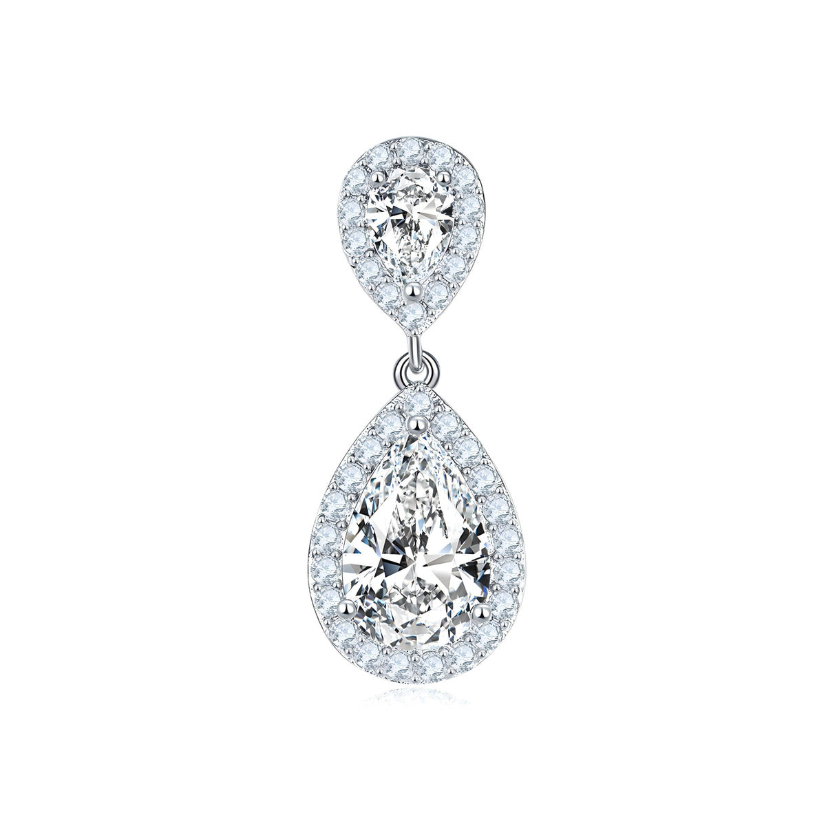 S925 Platinum Plated Silver Moissanite 6x9mm Teardrop Earrings Squar