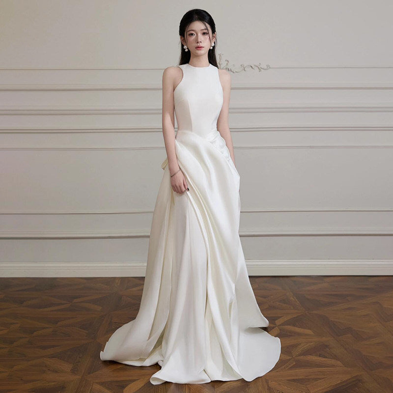 Robe de mariée légère sans pli de style français Chic et Luxe Satin