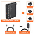Chargeur national standard de téléphone mobile haute puissance 140W Gallium Nitride Affichage numérique PD