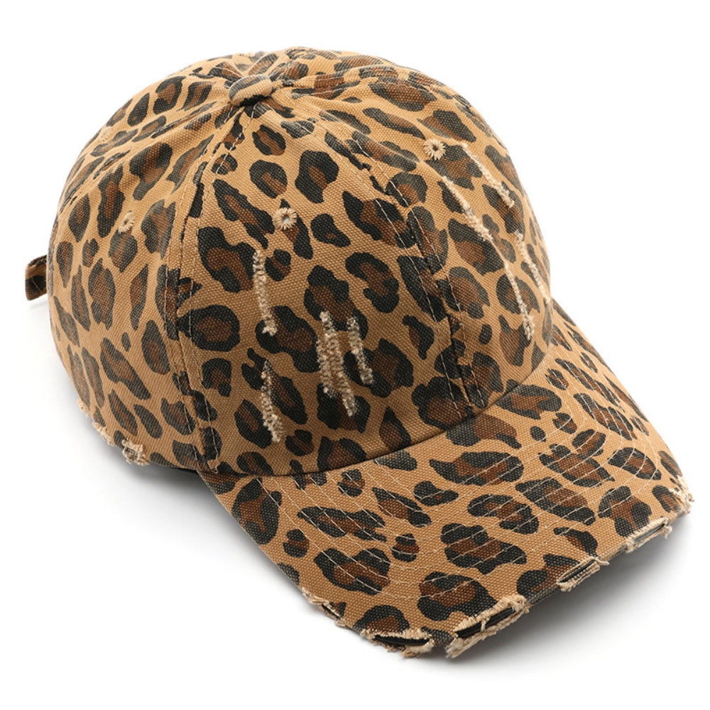 Leopard Print Diressed Beveled Ajustable Vintage style casual Casquette de baseball adapté pour
