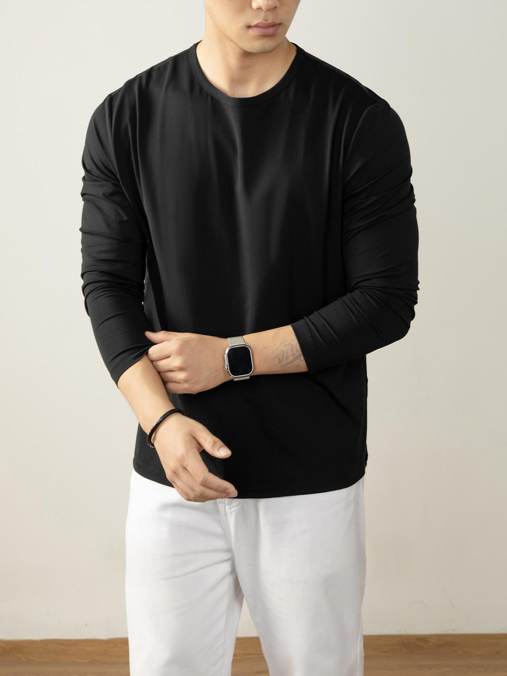 T-shirt en coton à manches longues Langan Modal pour hommes