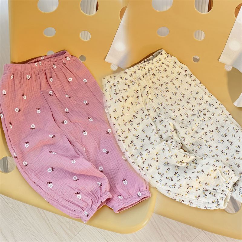 Style d'été Garçons et filles Baby Double-Layer Gauze Casual pantalons respirants