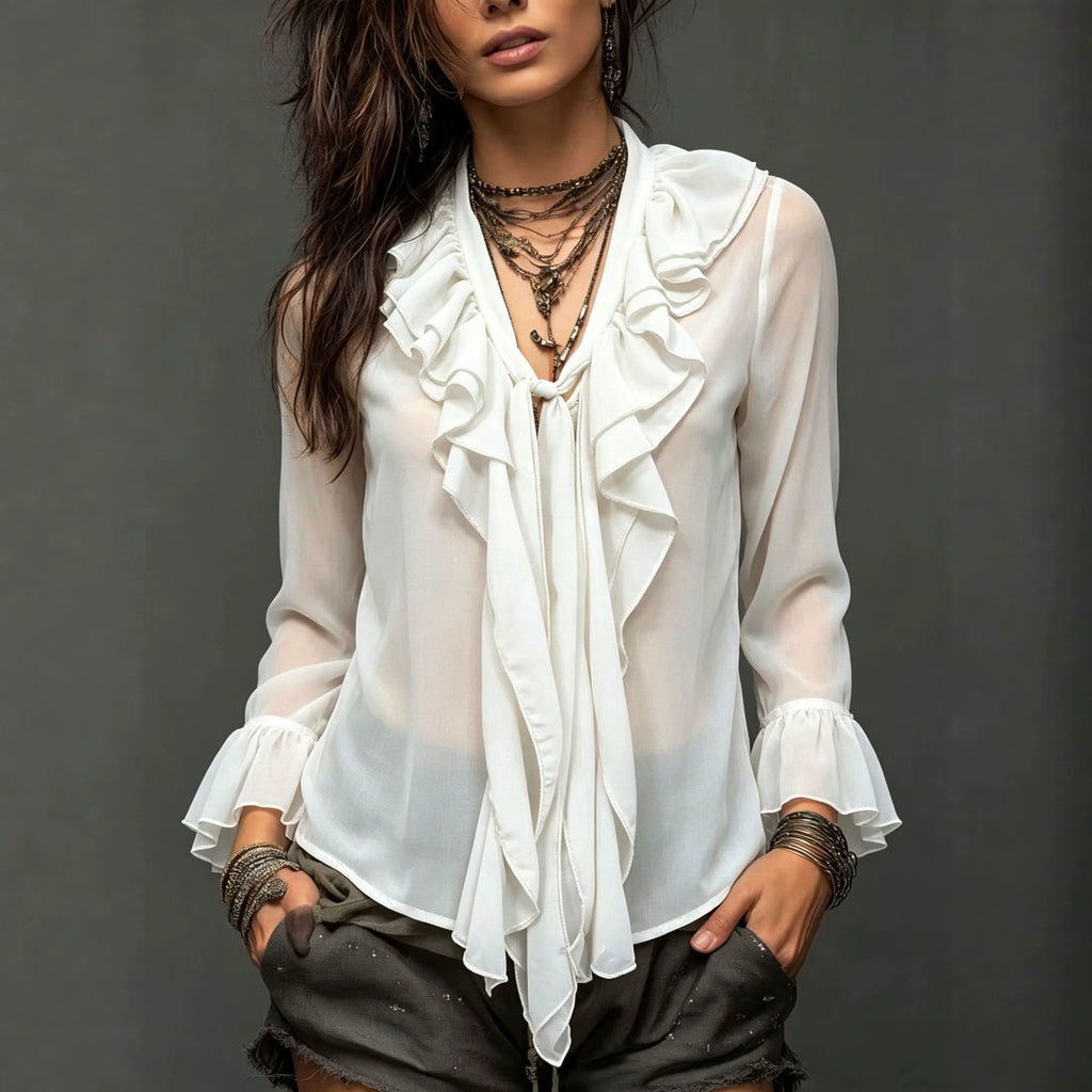 Bohemian Chiffon Voir à travers Blouse volante pour les femmes